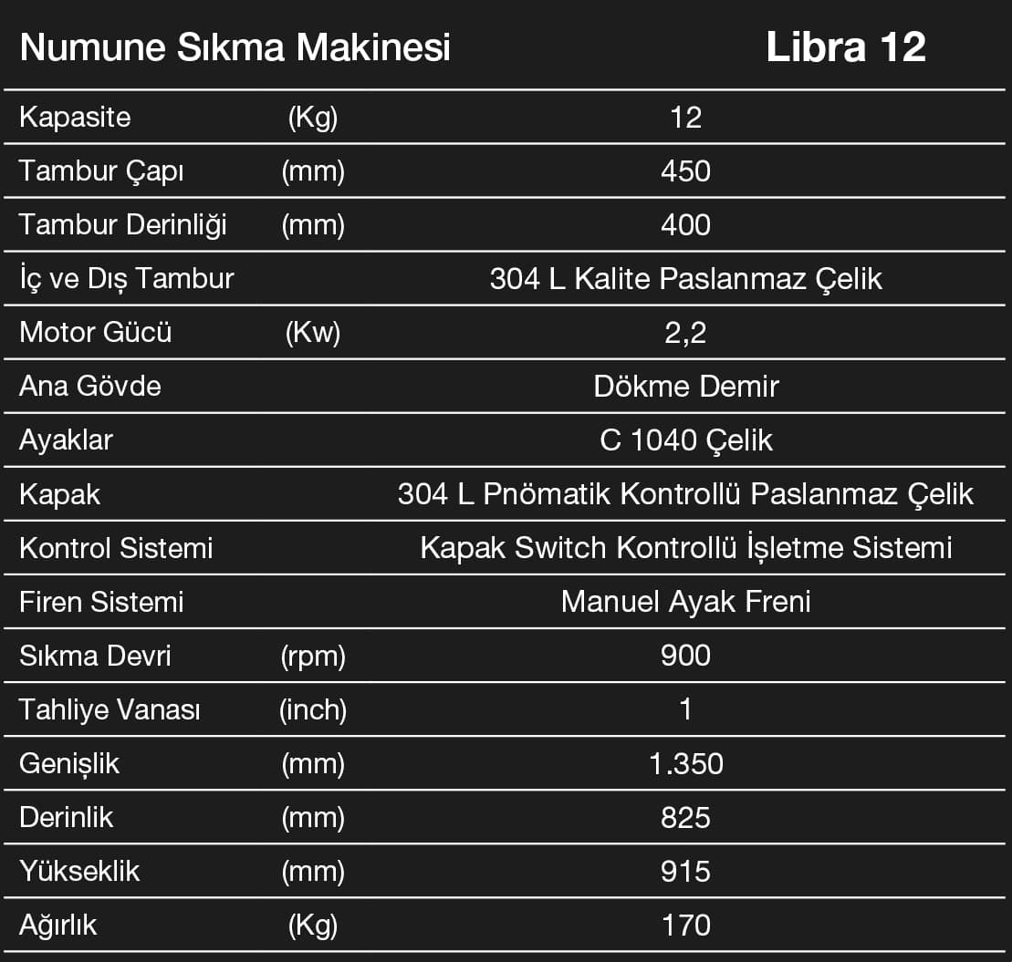 Tolkar Libra Santrifüj Sıkma Makinesi